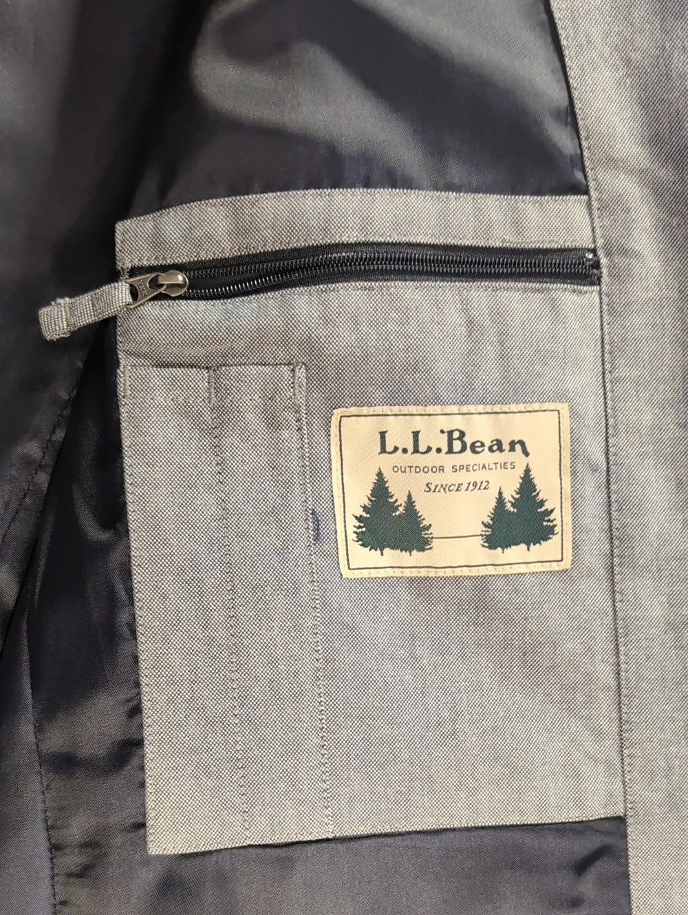L.L. Bean Canvas Sport Coat Size 44Reg In Chambray Cotton Blue
